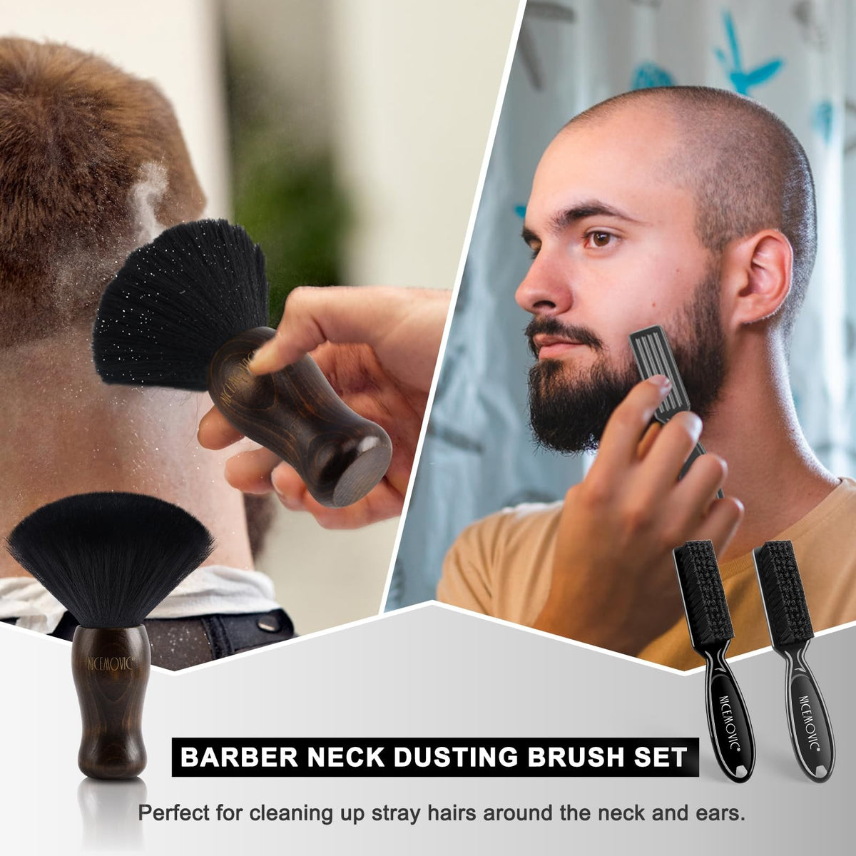 3-in-1 Barber Neck Duster Brush Set for Haircutting & Cleaning