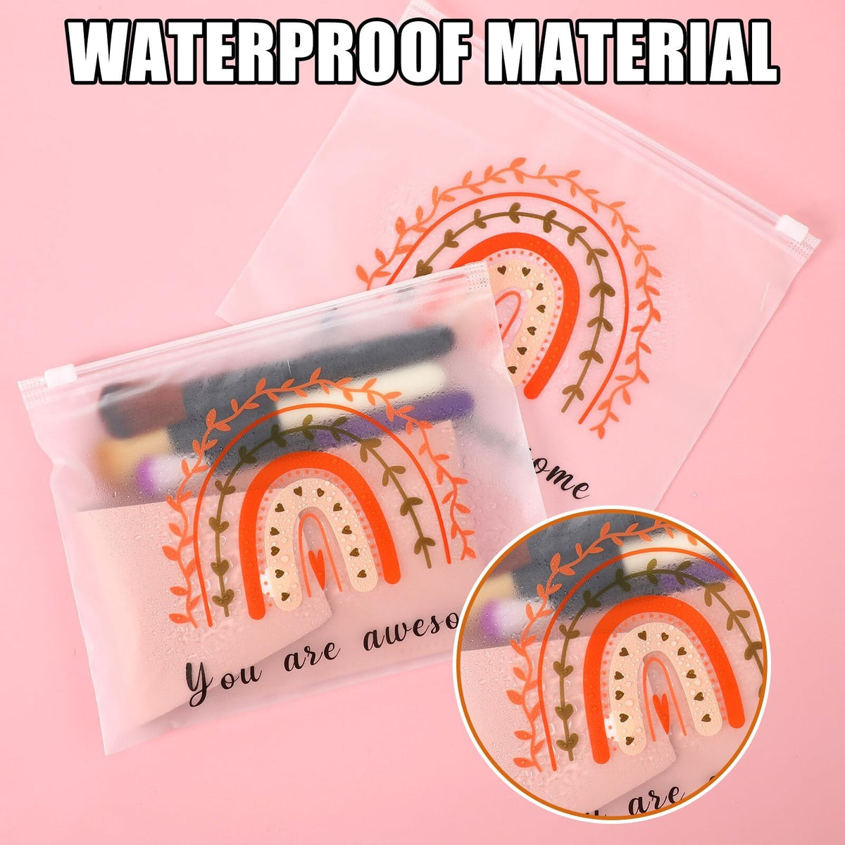 150 Pcs Inspirational Waterproof Cosmetic Bags Bulk Gift Set for Women