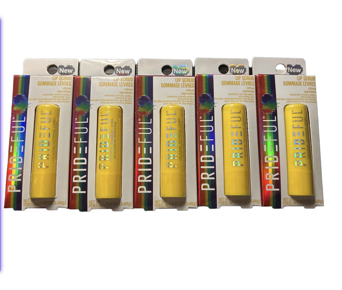 5 Pack Citrus Lip Scrub Set - Hydrating Lip Exfoliant 0.12 oz
