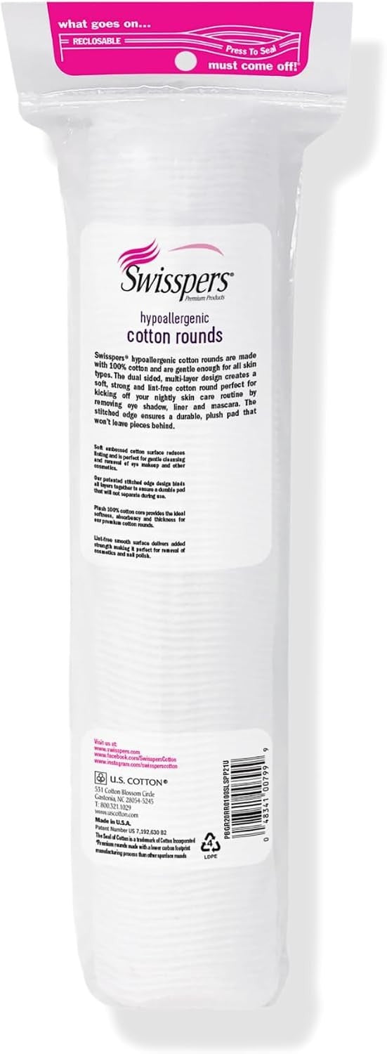 Gentle Dual-Sided Cotton Rounds for Sensitive Skin - 600 Count