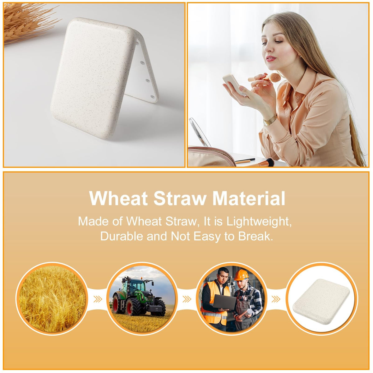 Rechargeable 1X/3X Magnifying Travel Pocket Mirror Apricot