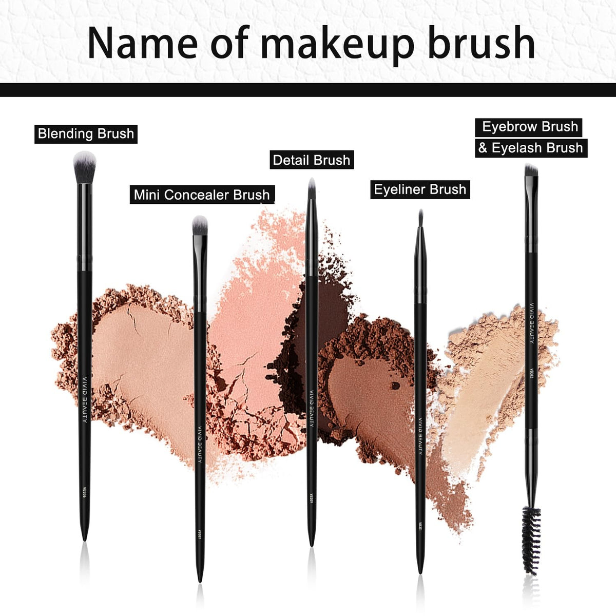 5-Piece Eye Makeup Brush Set for Eyeshadow Eyeliner & Brows - Soft Synthetic Bristles