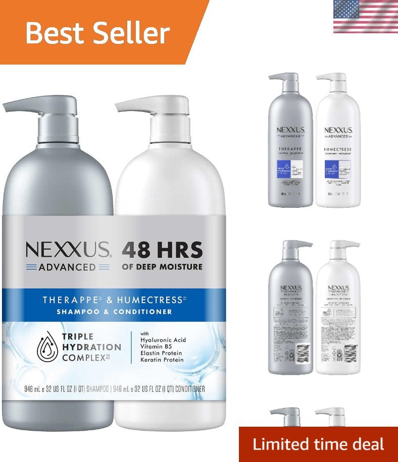 Hydrating Shampoo & Conditioner Set - 32 Fl Oz Pack of 2 for Deep Moisture