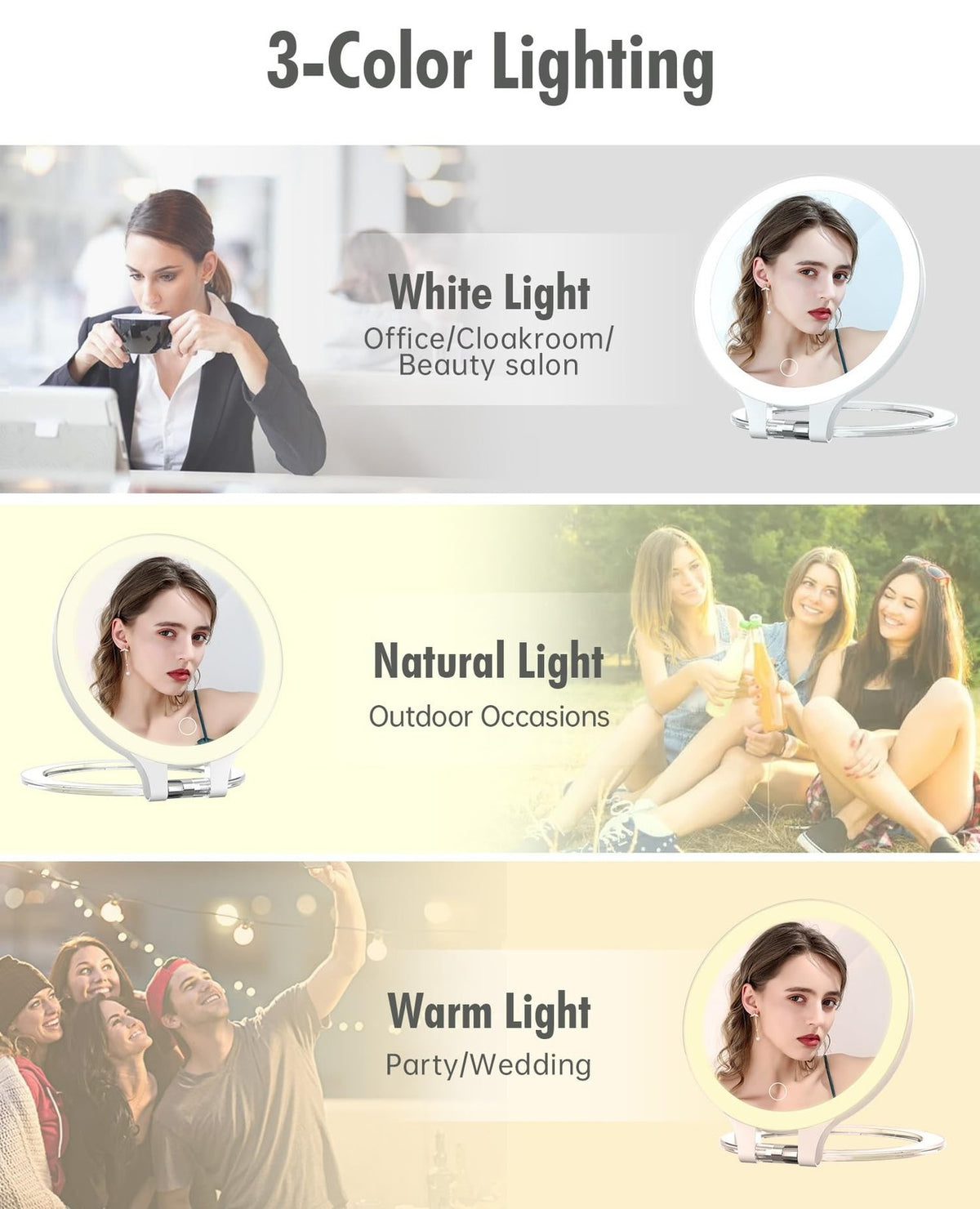 Rechargeable 30X/1X Double-Sided Lighted Travel Makeup Mirror