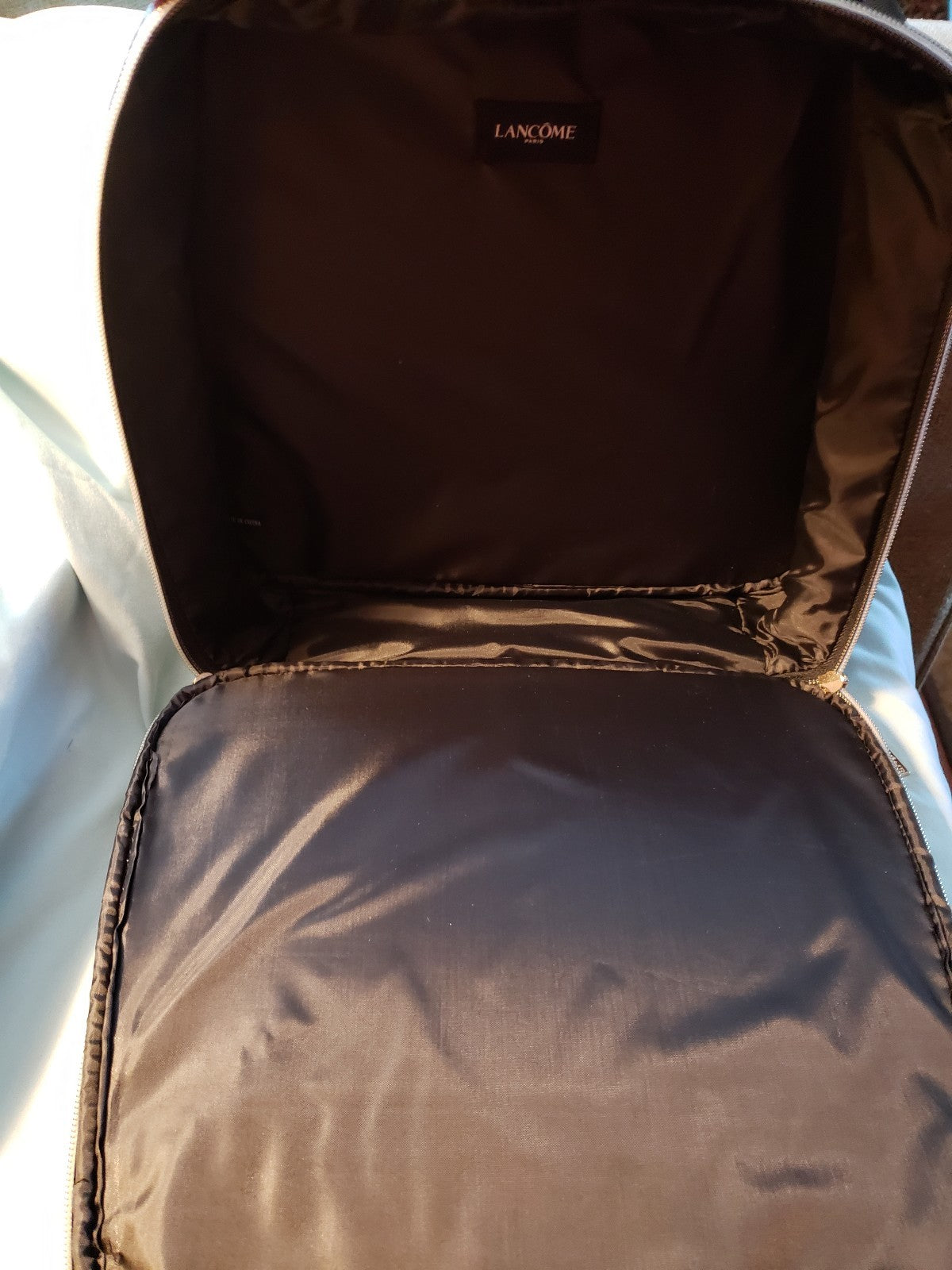 Large Black Faux Leather Train Case with Pink Scarf Travel Organizer