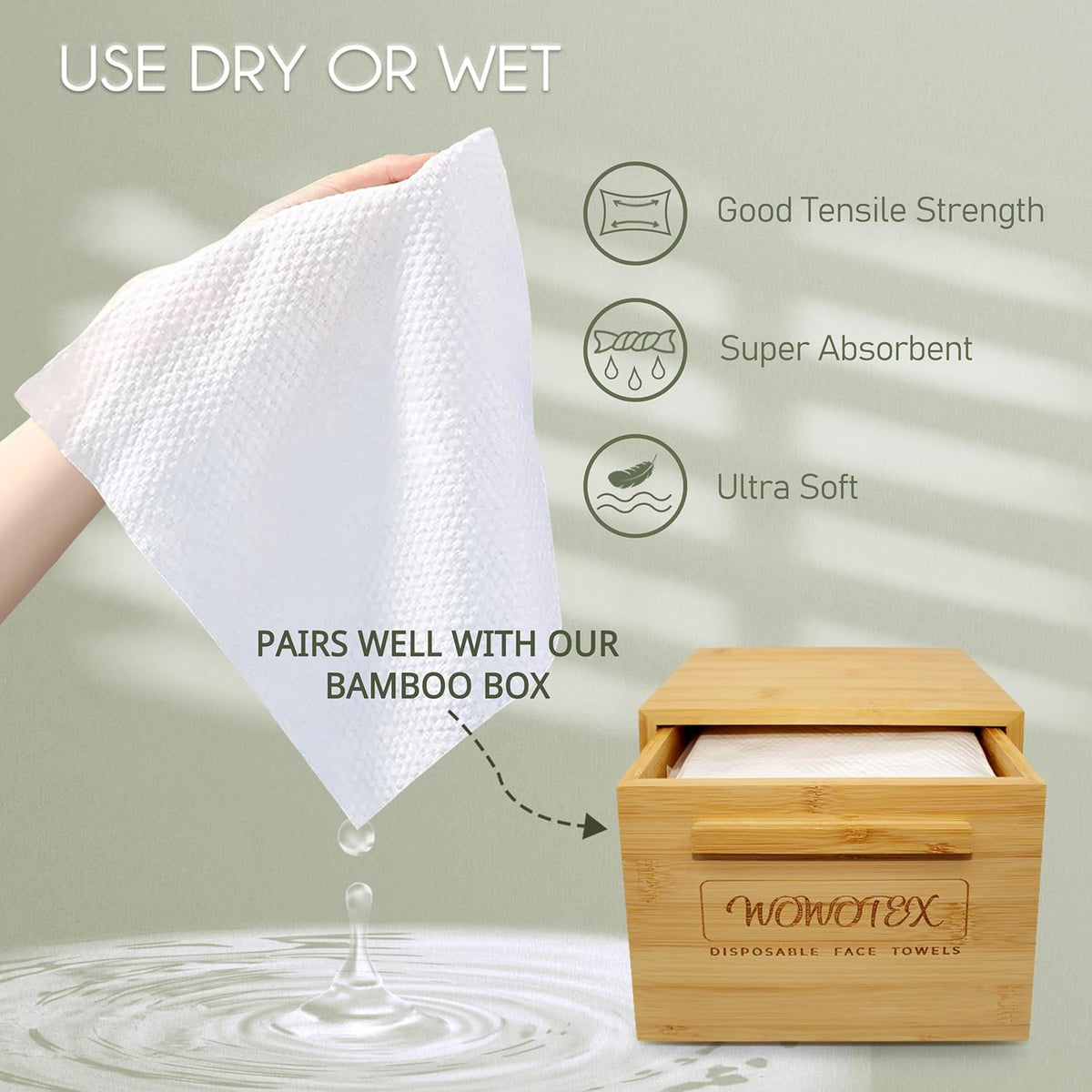 Biodegradable Disposable Face Wipes 240 Count Large Soft Towels for Sensitive Skin