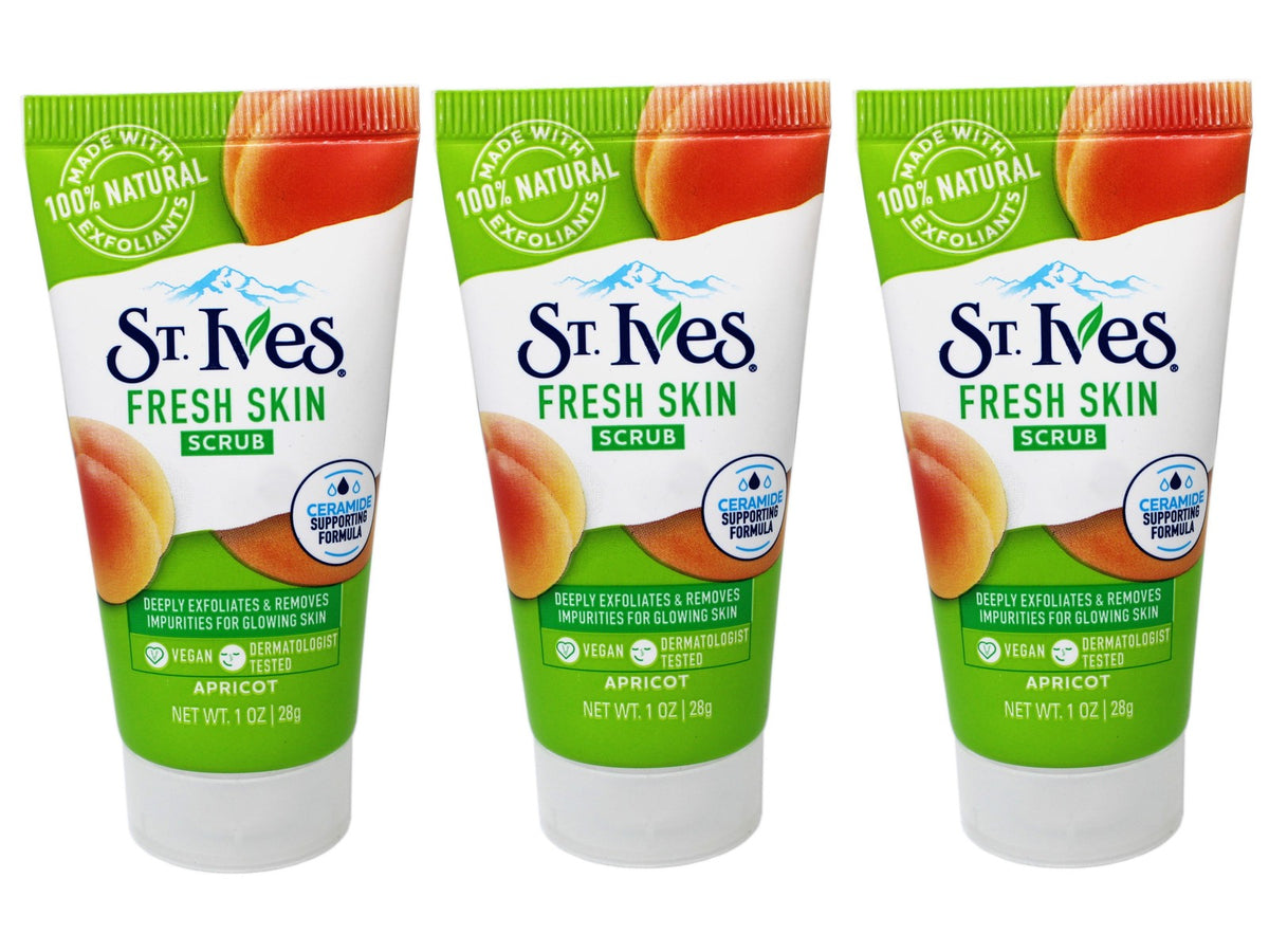 St. Ives Fresh Skin Scrub, Deep Exfoliator, Apricot, 1 OZ - 3 Pack