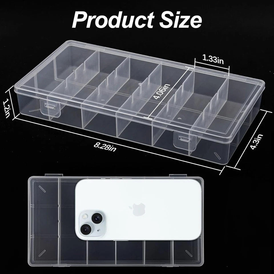 Clear Plastic Makeup & Cosmetic Storage Box with Dividers - Portable Organizer