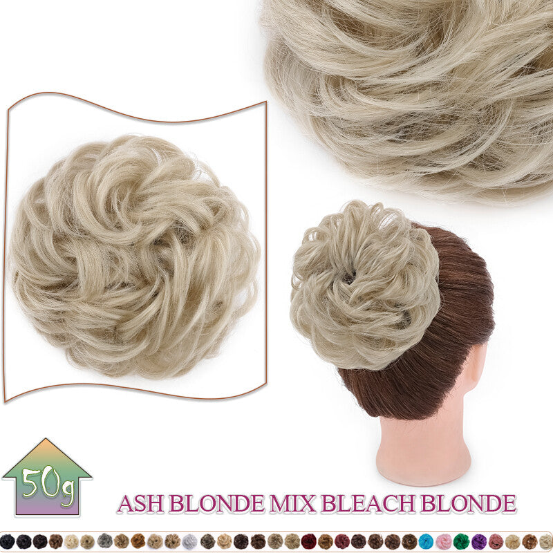 Curly Messy Bun Hair Extension Scrunchie Natural Updo Thick Human Hair