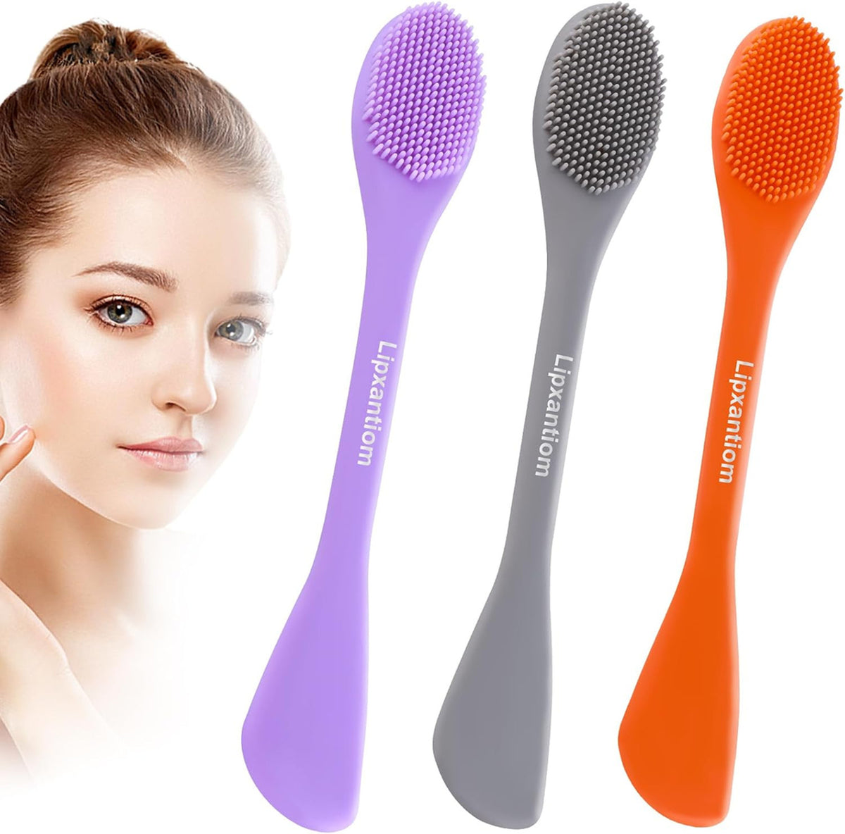 Silicone Facial Cleansing Brush Set - 2-in-1 Face Mask Applicator & Pore Cleanser