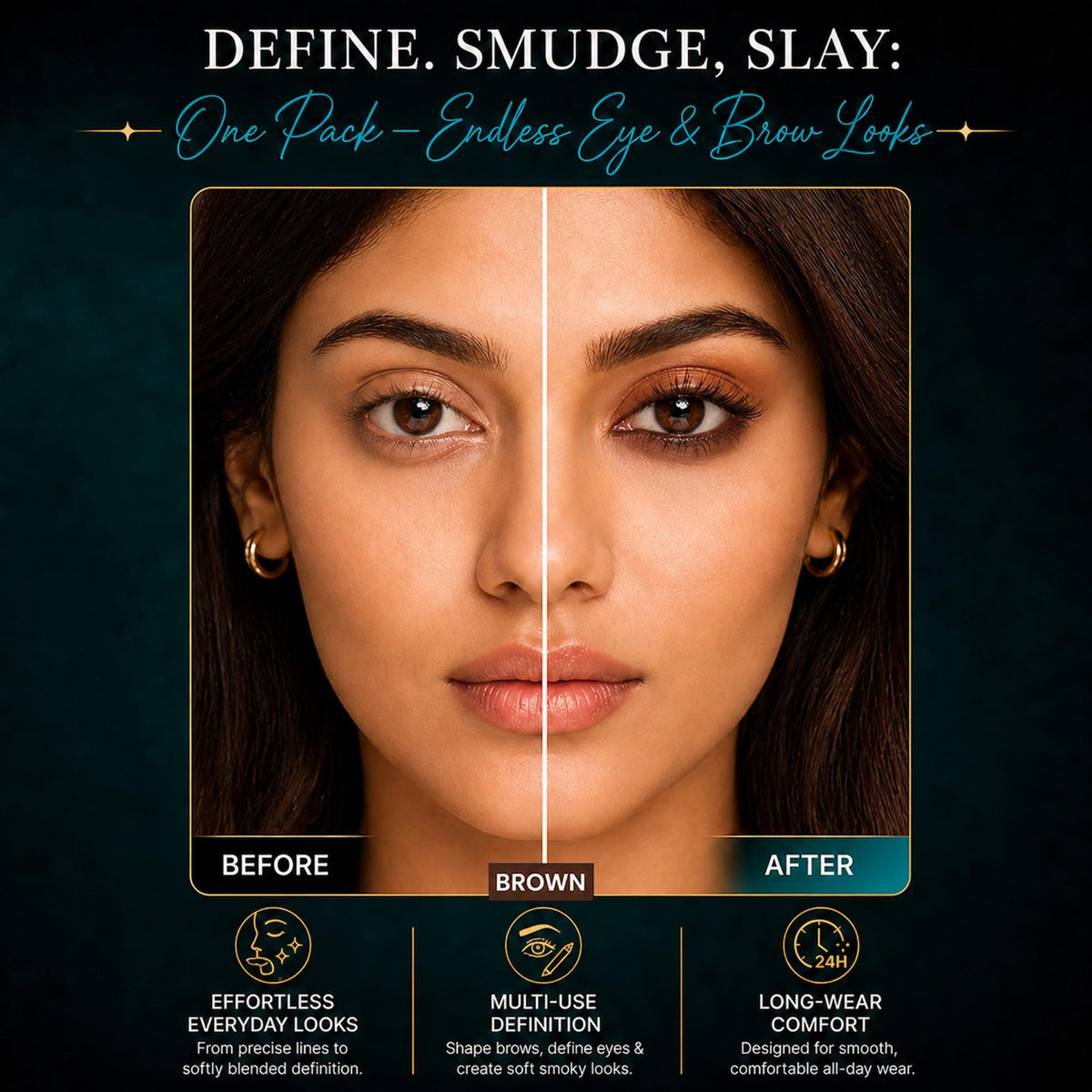 3-in-1 Kajal & Eyebrow Pack - Long-Lasting, Smudge-Proof, Vegan