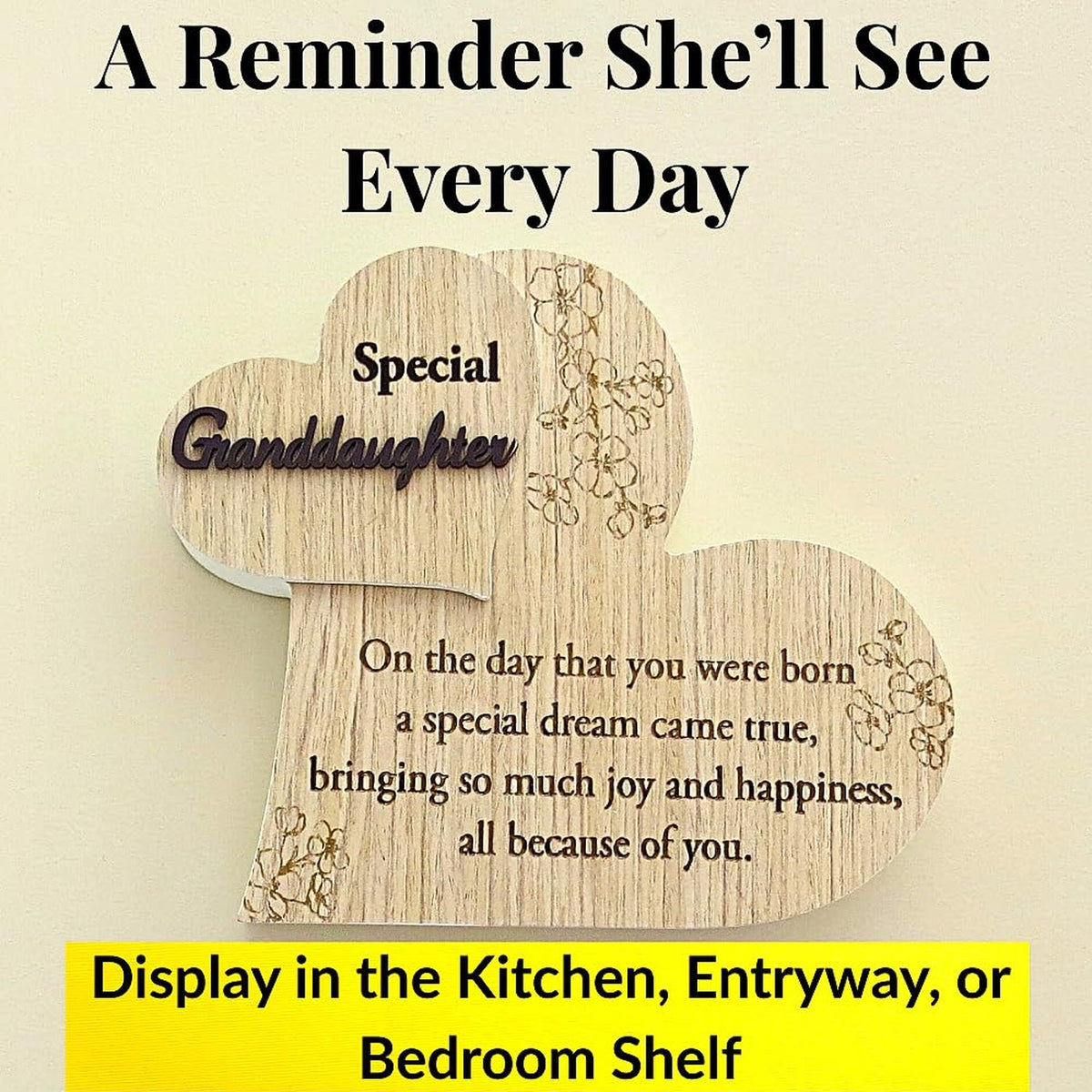 Graduation Gift for Granddaughter Wooden Heart Wall Decor - Inspirational Keepsake