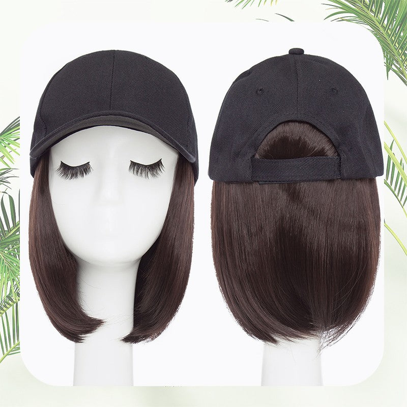 Baseball Cap with Hair Extensions - Wavy & Straight Human-Like Hairpiece