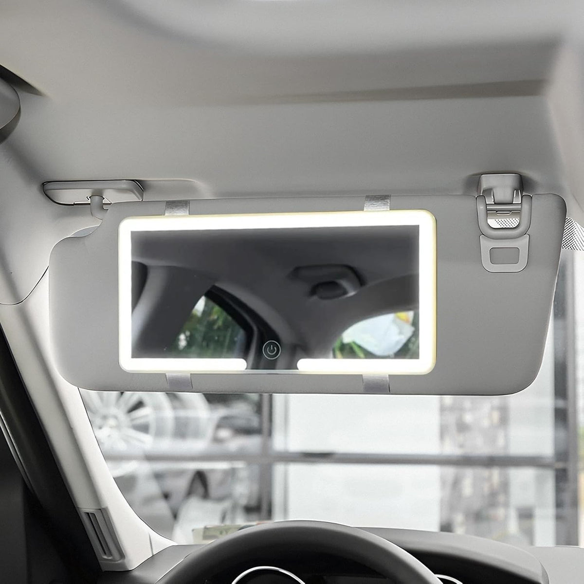 Rechargeable LED Car Vanity Mirror with 3 Light Modes Touch Dimmable White
