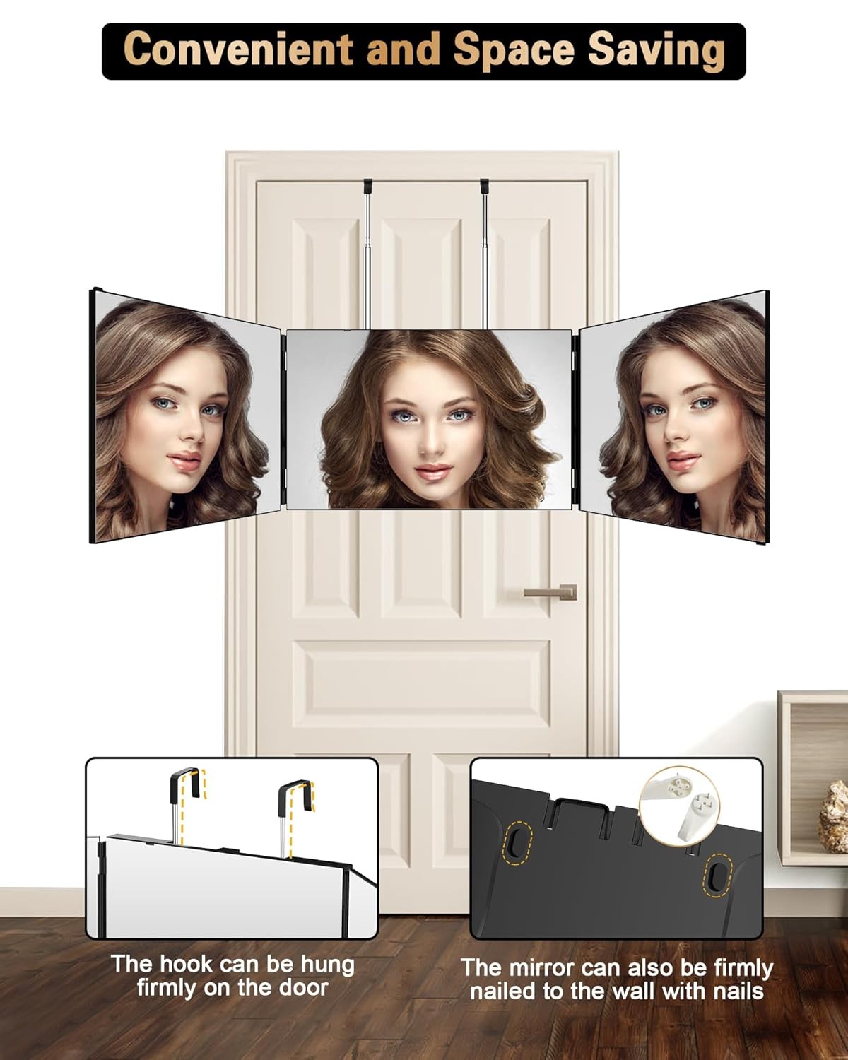 3-Way Self Hair Cutting Mirror - 360° Tri-Fold Shaving & Makeup Mirror