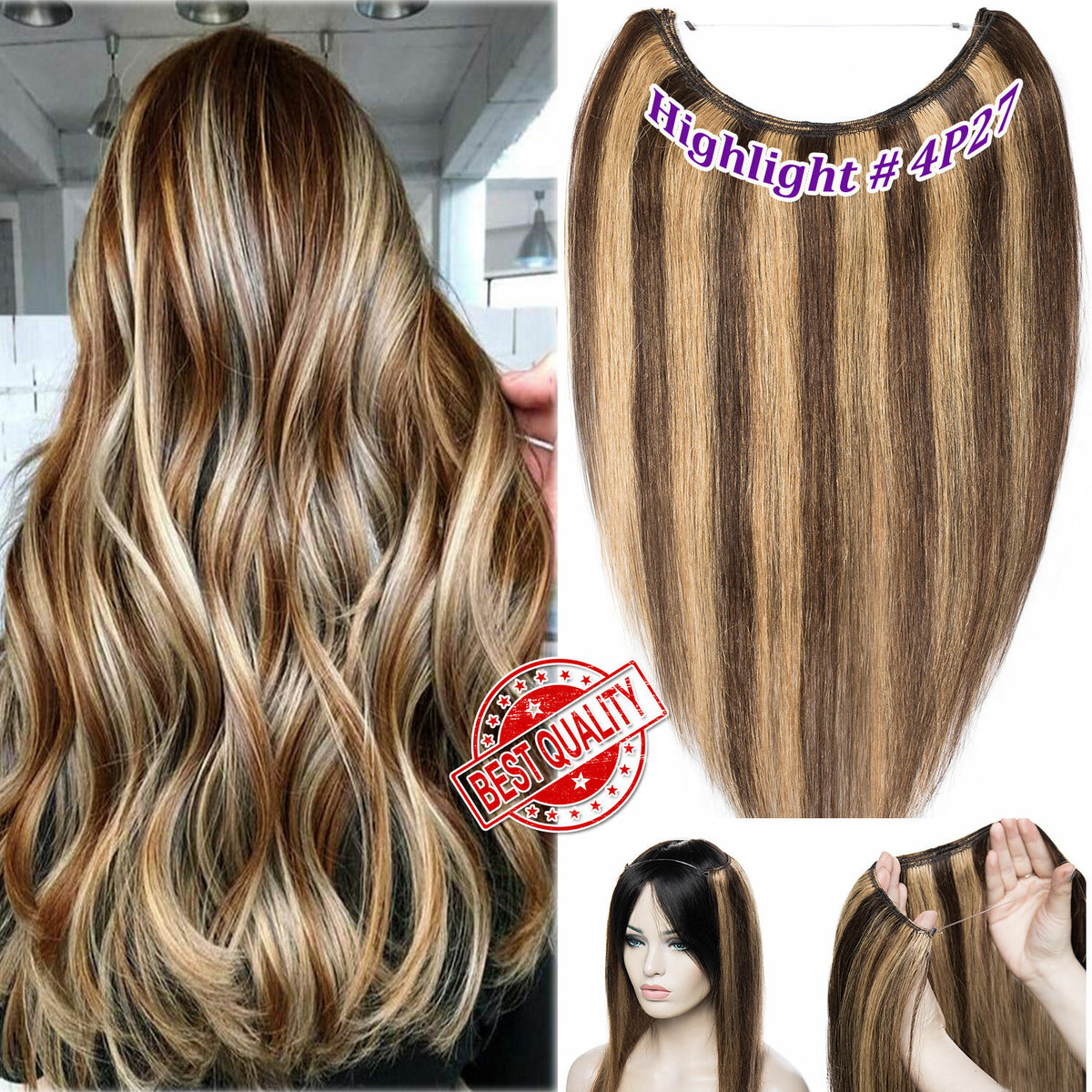 Invisible Wire Clip-In Human Hair Extensions - Thick & Natural Look