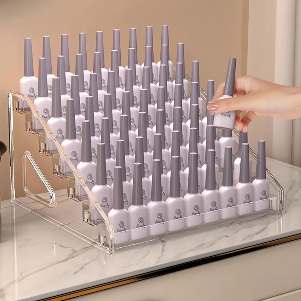 Clear Nail Polish Organizer 7 Layers Acrylic Storage Shelf for Cosmetics & Art Supplies