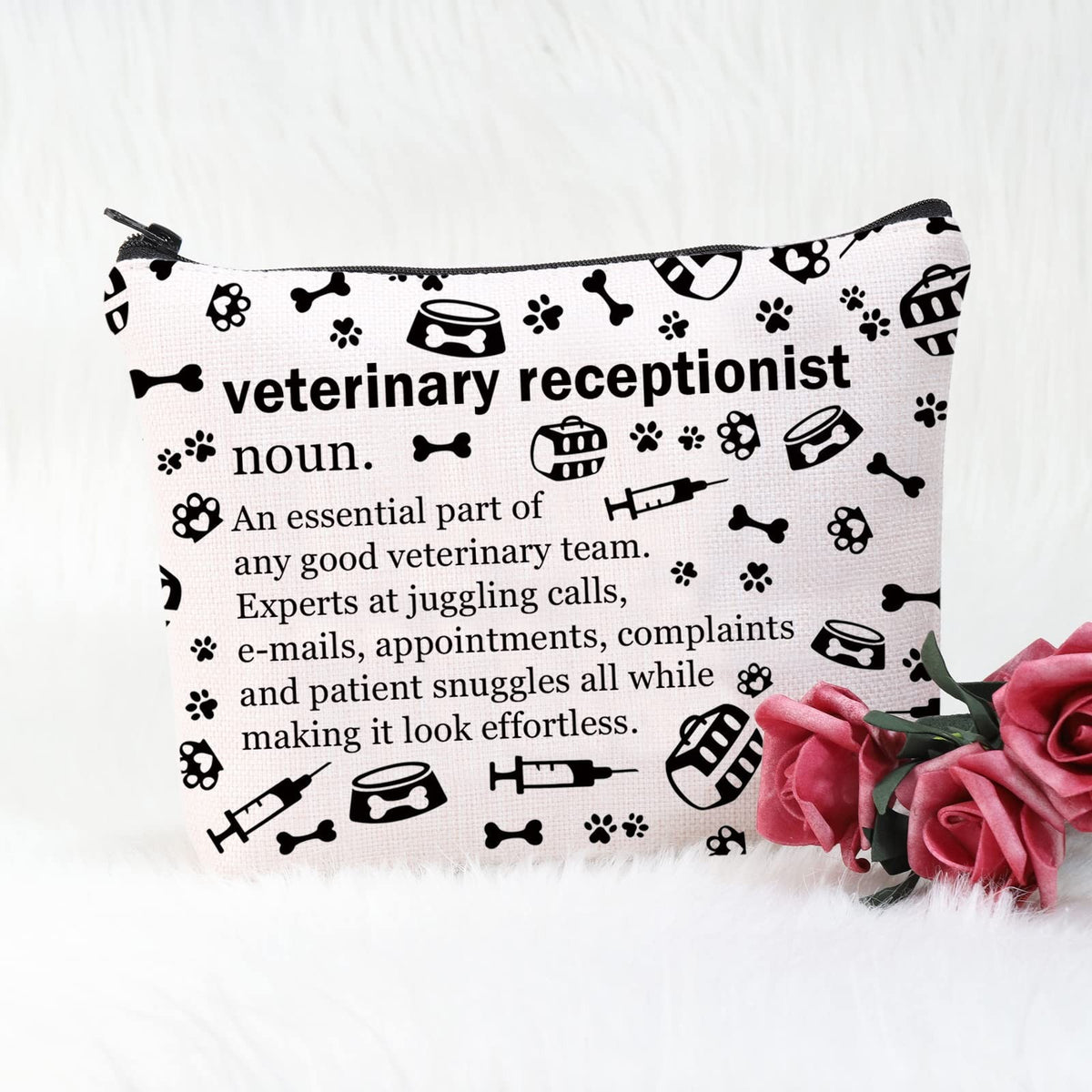 Veterinary Gift Cosmetic Bag for Vet Receptionist - Clinic Makeup Organizer