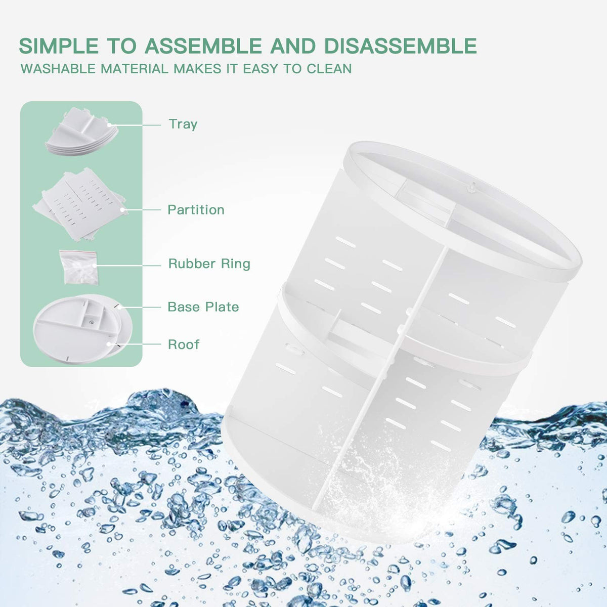 Rotating Makeup Organizer with Adjustable Trays - Large Capacity Cosmetic Storage Box