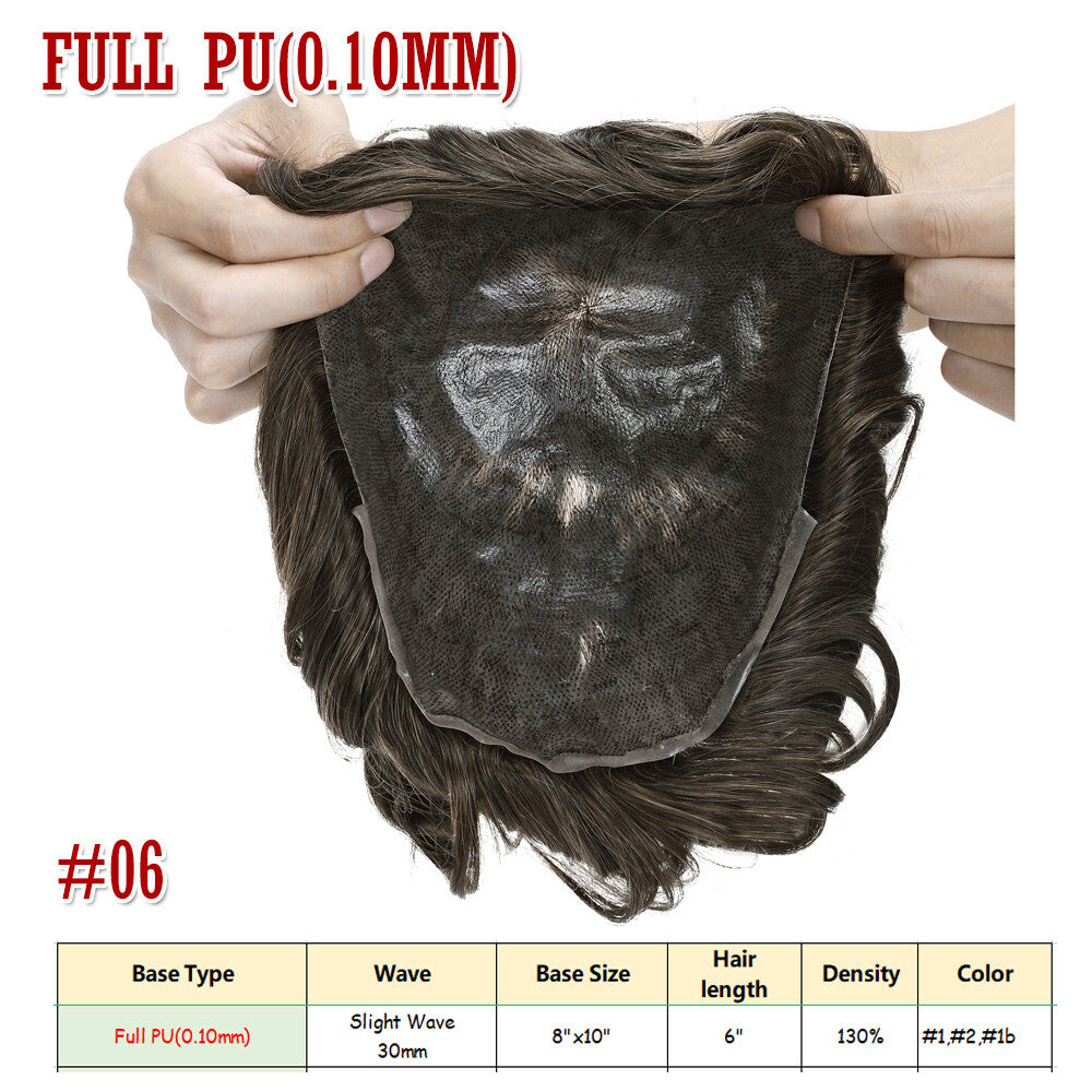 Men's Hair Replacement System Toupee Human Hair Skin V Loop - Natural-Looking Hairpiece