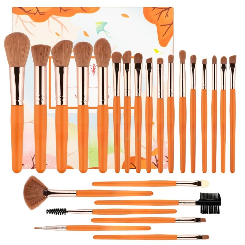 Professional 24pcs Makeup Brush Set with Soft Synthetic Bristles & Wooden Handles