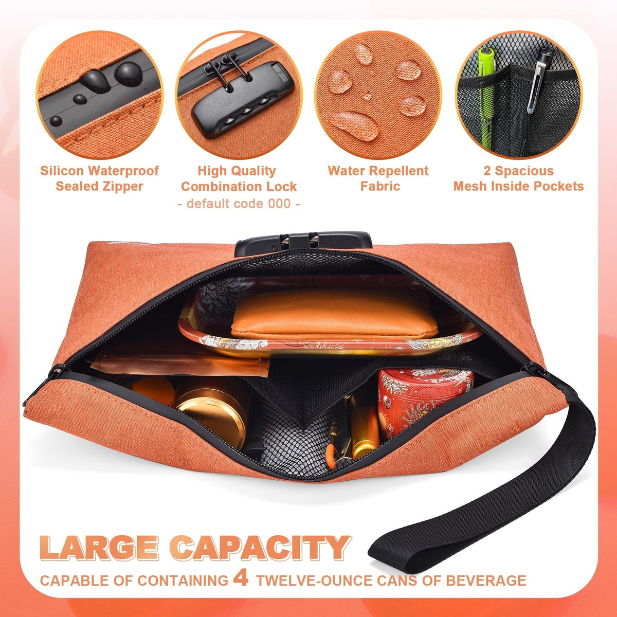 Large Cosmetic & Travel Organizer Bag with Combination Lock – Medicine & Accessory Storage