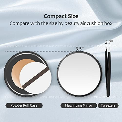 30X Magnifying Mirror with Suction Cup & Tweezers - Small Portable Makeup Mirror