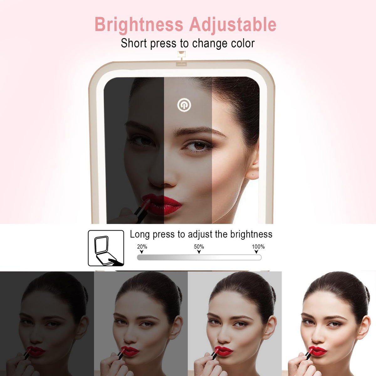 Lighted Compact Pocket Mirror with Magnification for Travel & Makeup