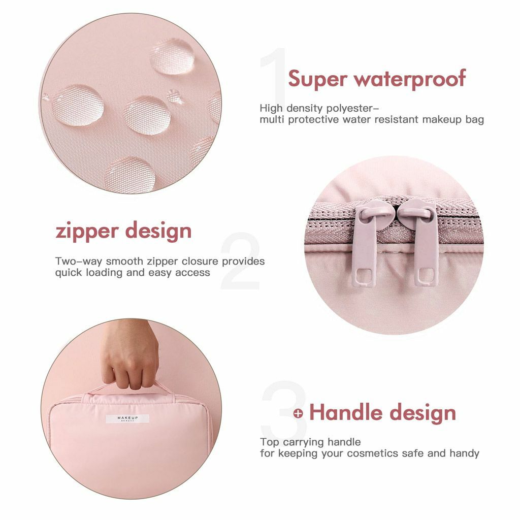Waterproof Makeup Bag with Handle for Travel and Storage – Cosmetic Organizer