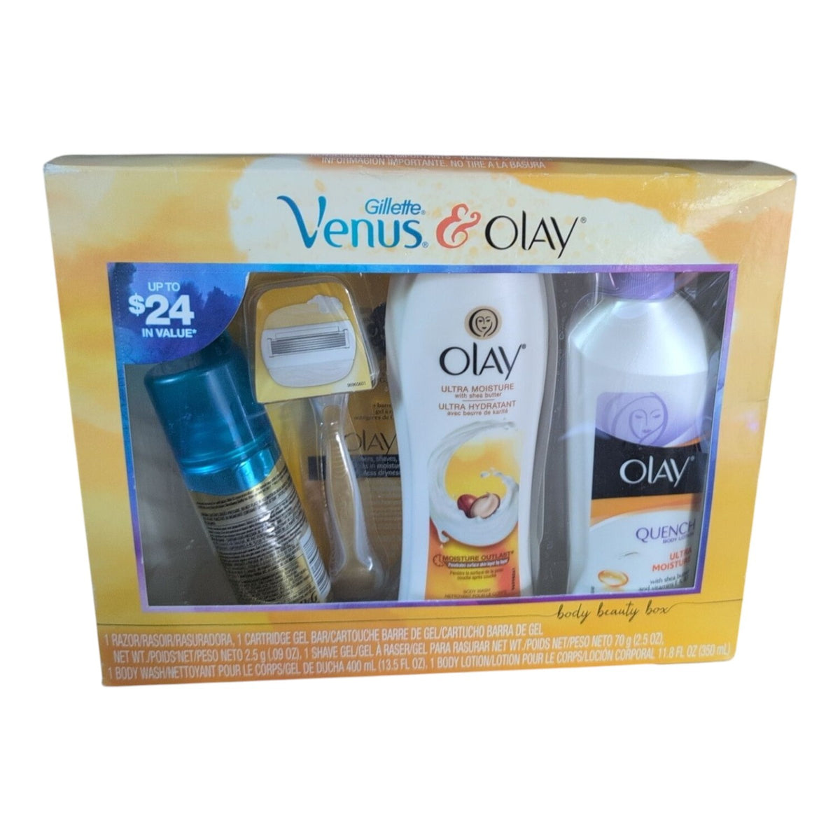 Olay & Gillette Body Care Gift Set with Razor Body Wash & Lotion