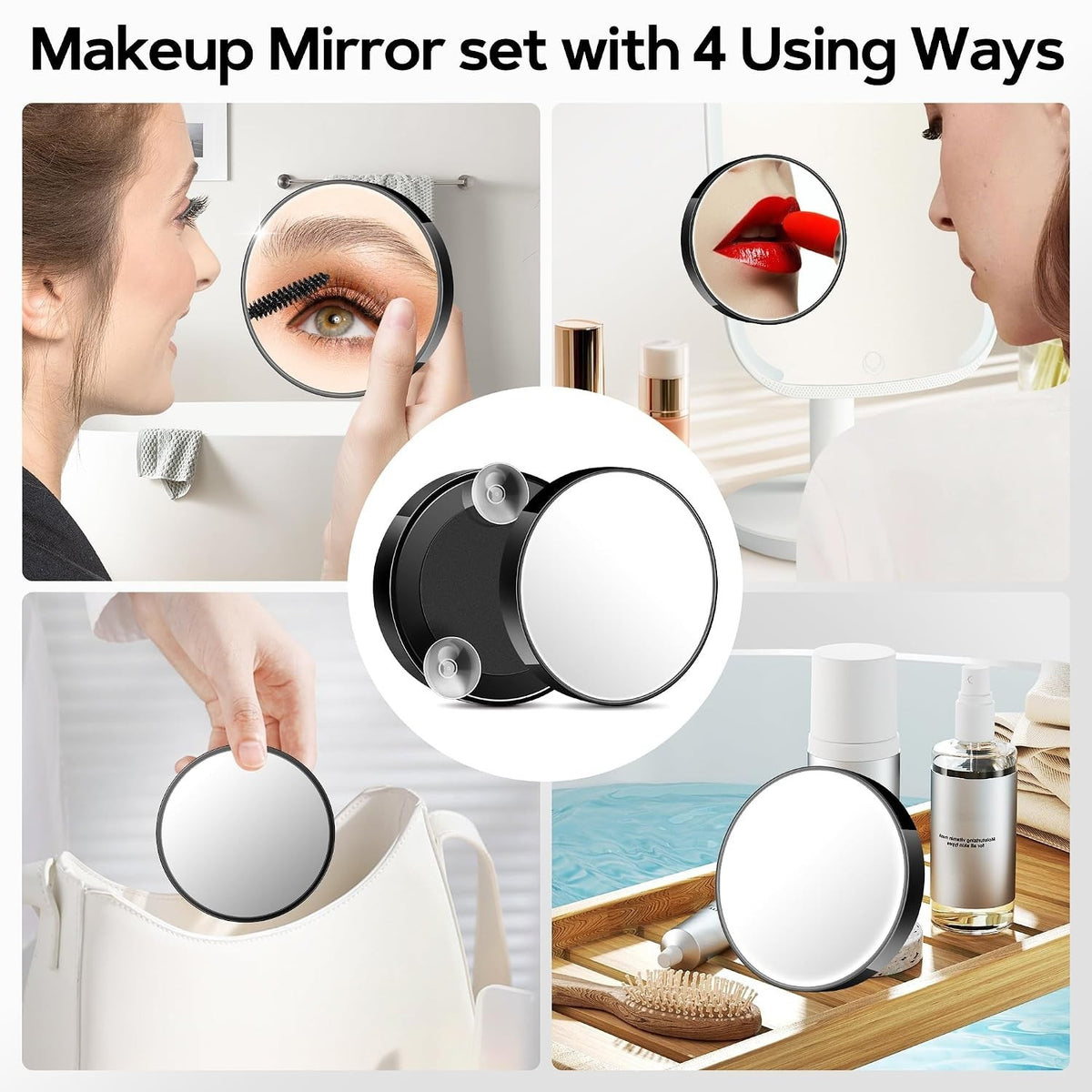 Magnifying Makeup Mirror 20X/30X/40X with Suction Cup - Portable Compact Mirror for Skincare & Eyelash Plucking