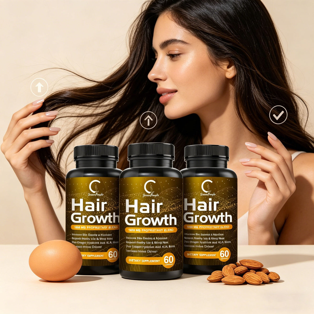 Hair Growth Supplement Capsules - Natural Hair Loss Prevention Formula