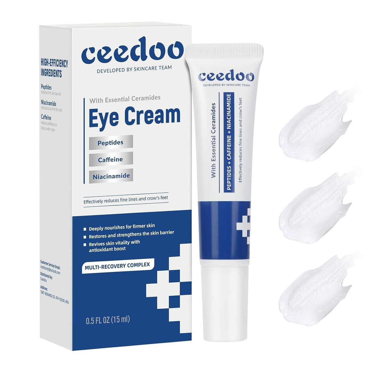 Luxury Under Eye Cream with Peptides and Caffeine - Rejuvenate Skin, 0.5 Oz
