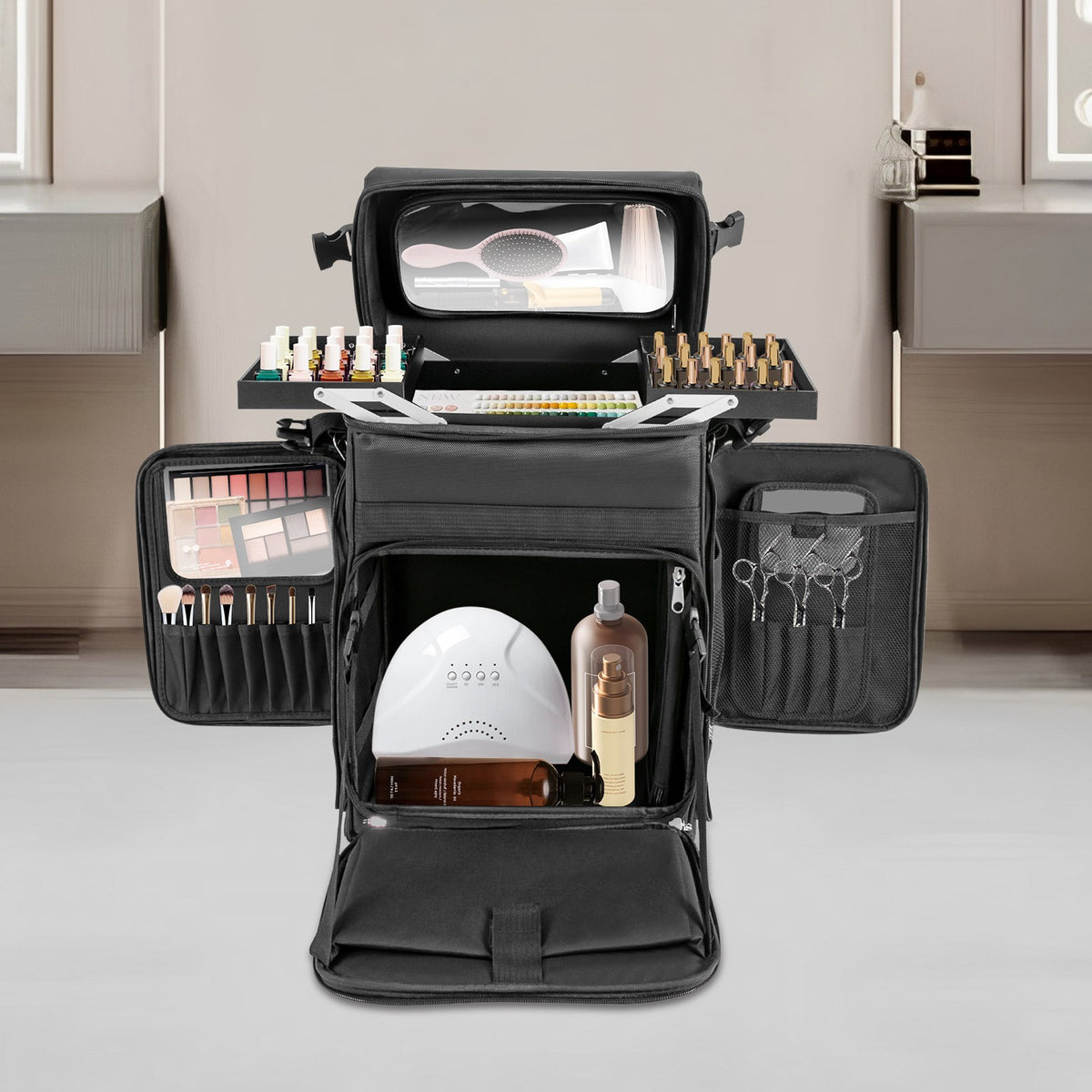 Travel Makeup Trolley with Multiple Compartments & Universal Wheels