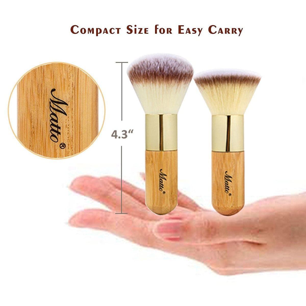 2-Piece Makeup Brush Set for Face Foundation & Blush - Kabuki & Flat Top