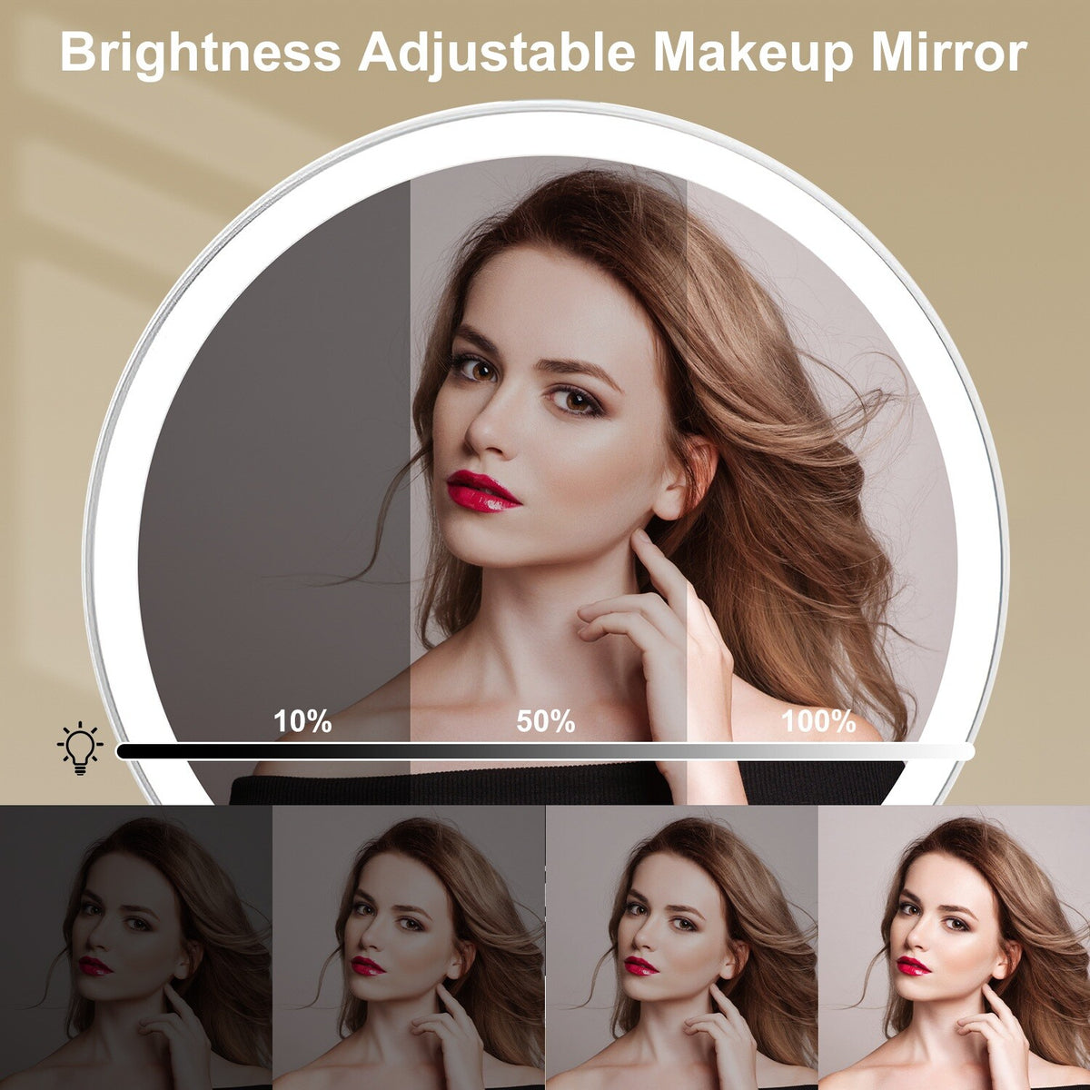 Dimmable 5X Lighted Makeup Mirror with 3 Light Colors & 360° Rotation