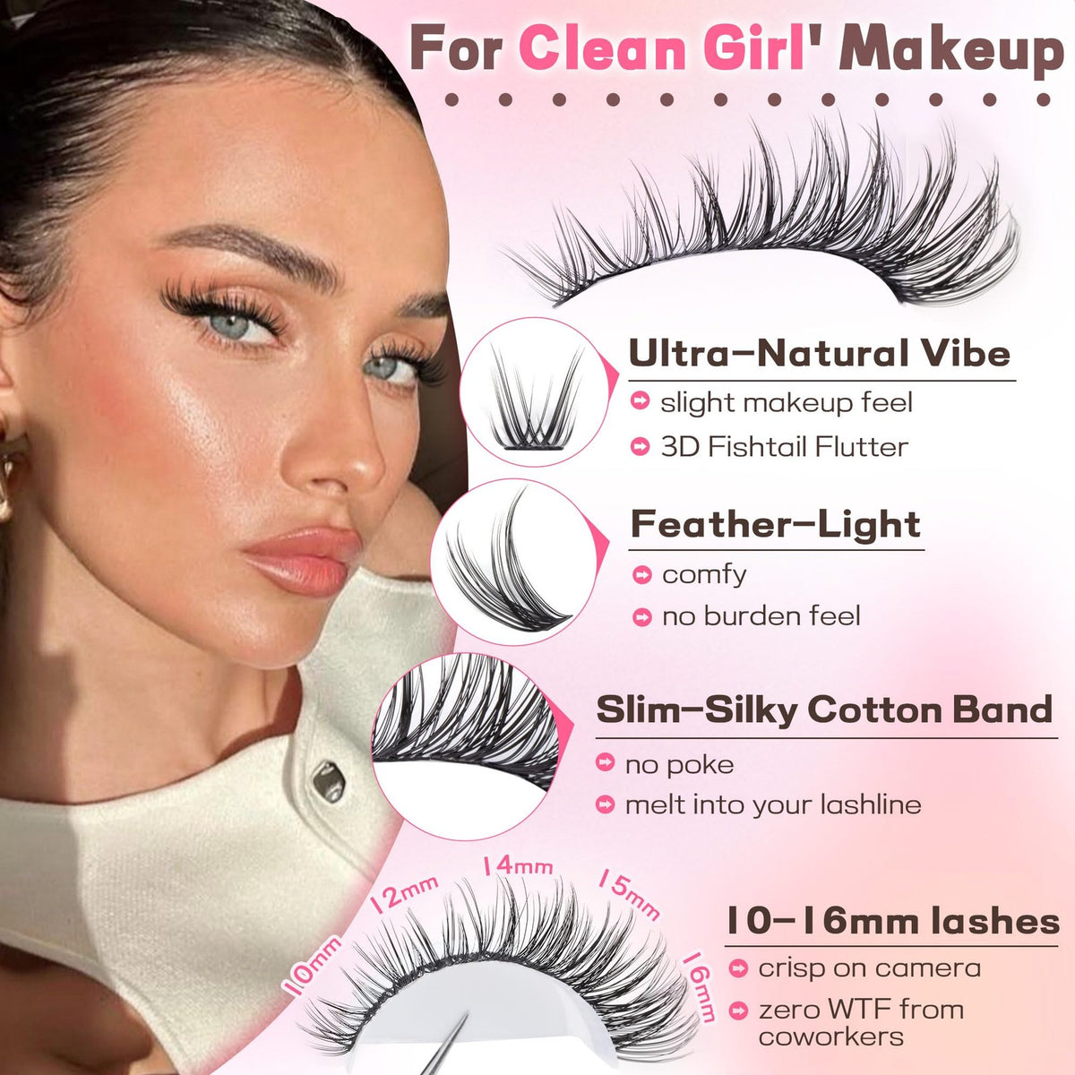 Wispy Lash Clusters Kit Natural DIY Eyelash Extensions 10-16mm 300pcs