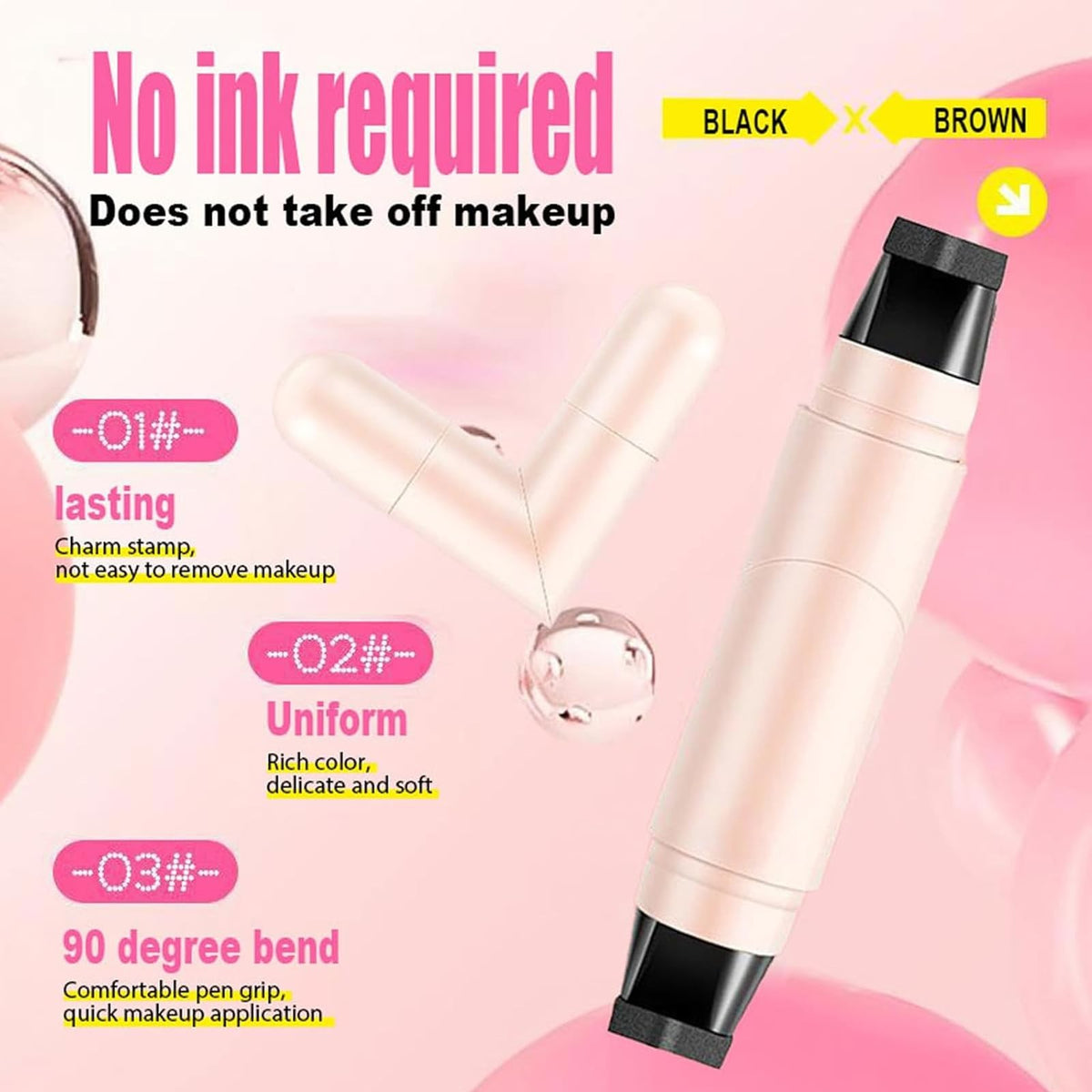 Dual-Head Waterproof Eyeliner Stamp Set - Black & Brown, Long-Lasting