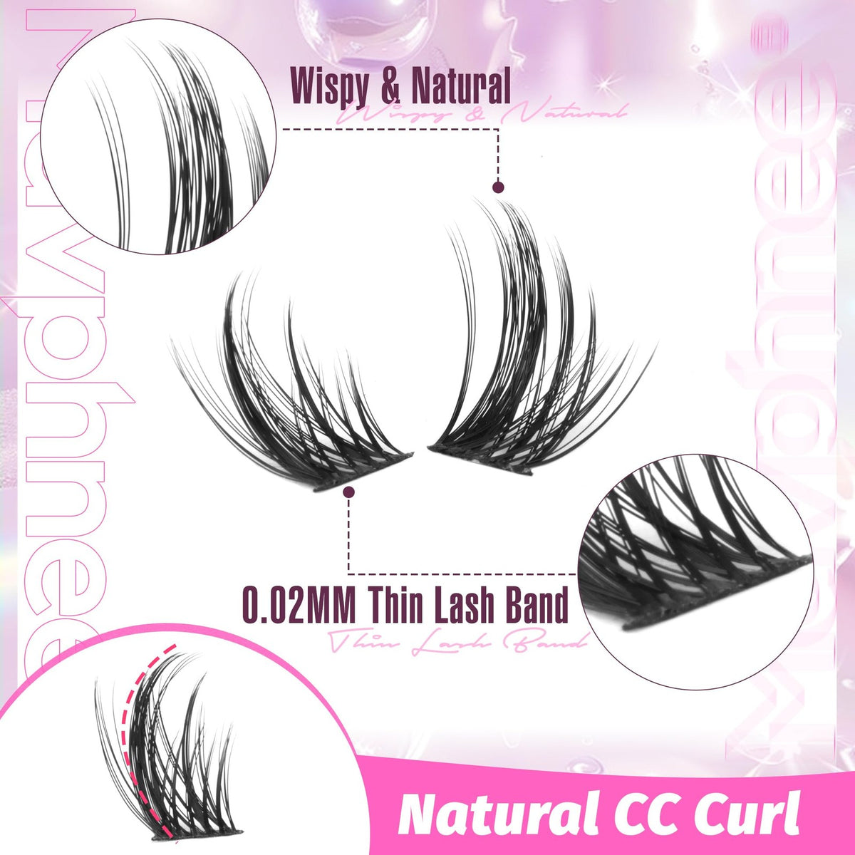 DIY Eyelash Extension Kit 120 Wispy Cluster Lashes 10-16mm - Natural Lash