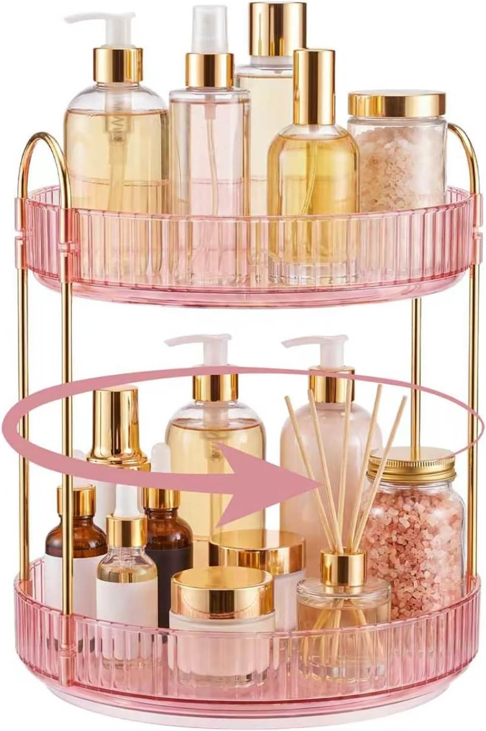 Rotating Makeup Organizer with 360° Turntable - Vanity, Bathroom & Bedroom Storage