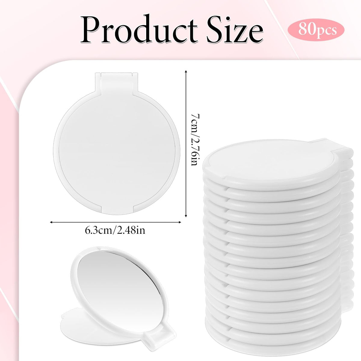 80 Pack Mini Foldable Pocket Mirrors for Travel & Makeup Touch-Ups