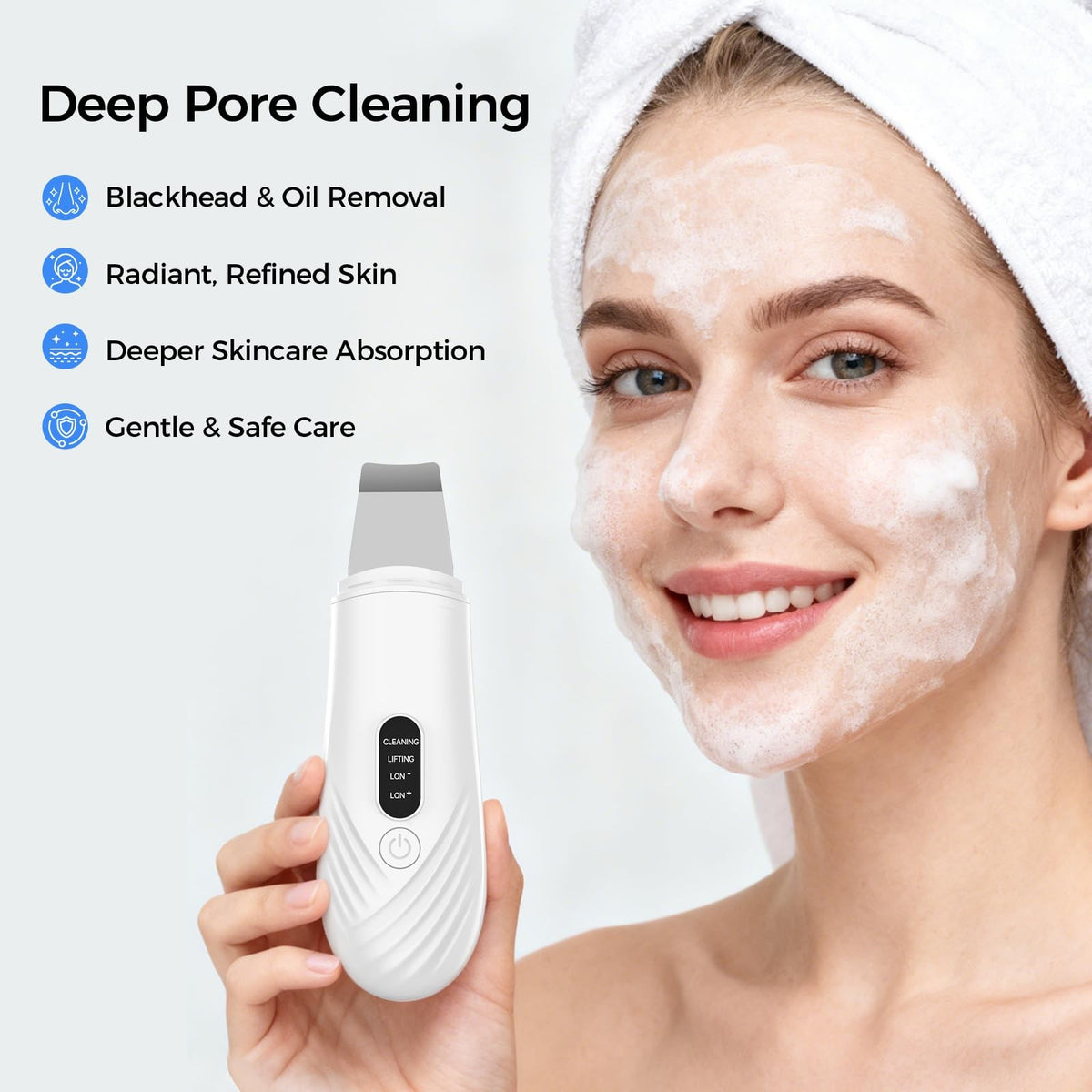 Blackhead Remover Face Scrubber with 4 Modes - Rechargeable Skin Pore Cleaner