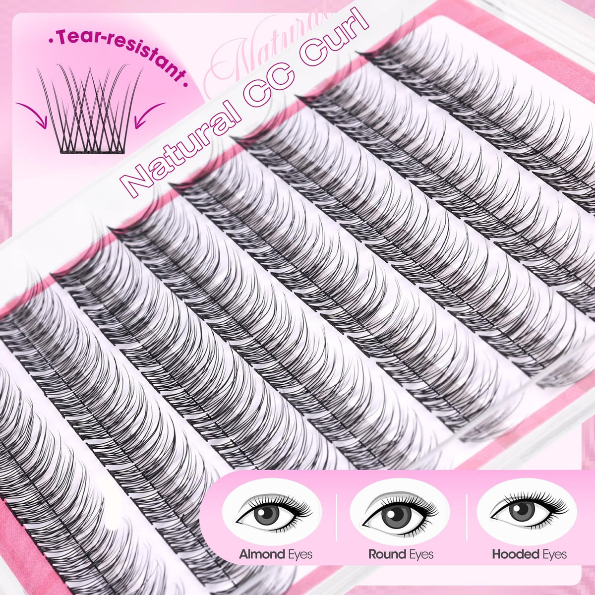 Natural Cluster Lashes Wispy CC-Curly 9-11mm Mixed Lengths Eyelash Black