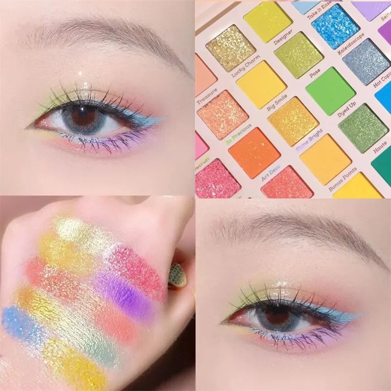 30 Color Rainbow Eyeshadow Palette - Highly Pigmented Matte, Glitter & Shimmer