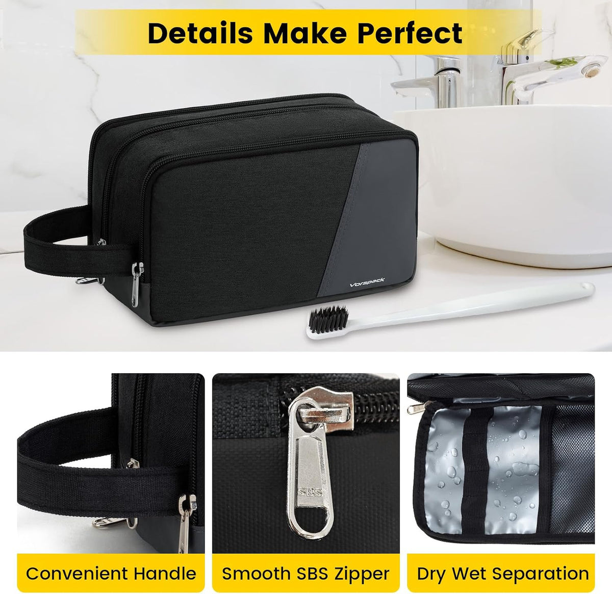 Large Water-Resistant Travel Toiletry Bag for Men Organizer