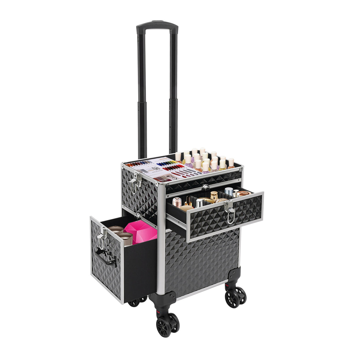 Rolling Makeup Case with Large Capacity & Multi-Tier Storage – Travel Cosmetic Trolley