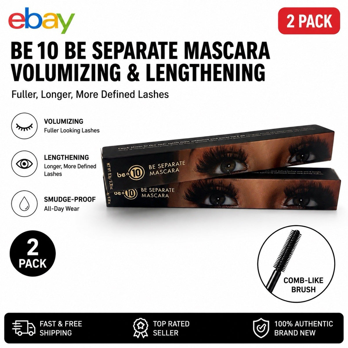 Be A 10 Separate Mascara Black 2 Pack - Volumizing & Lengthening