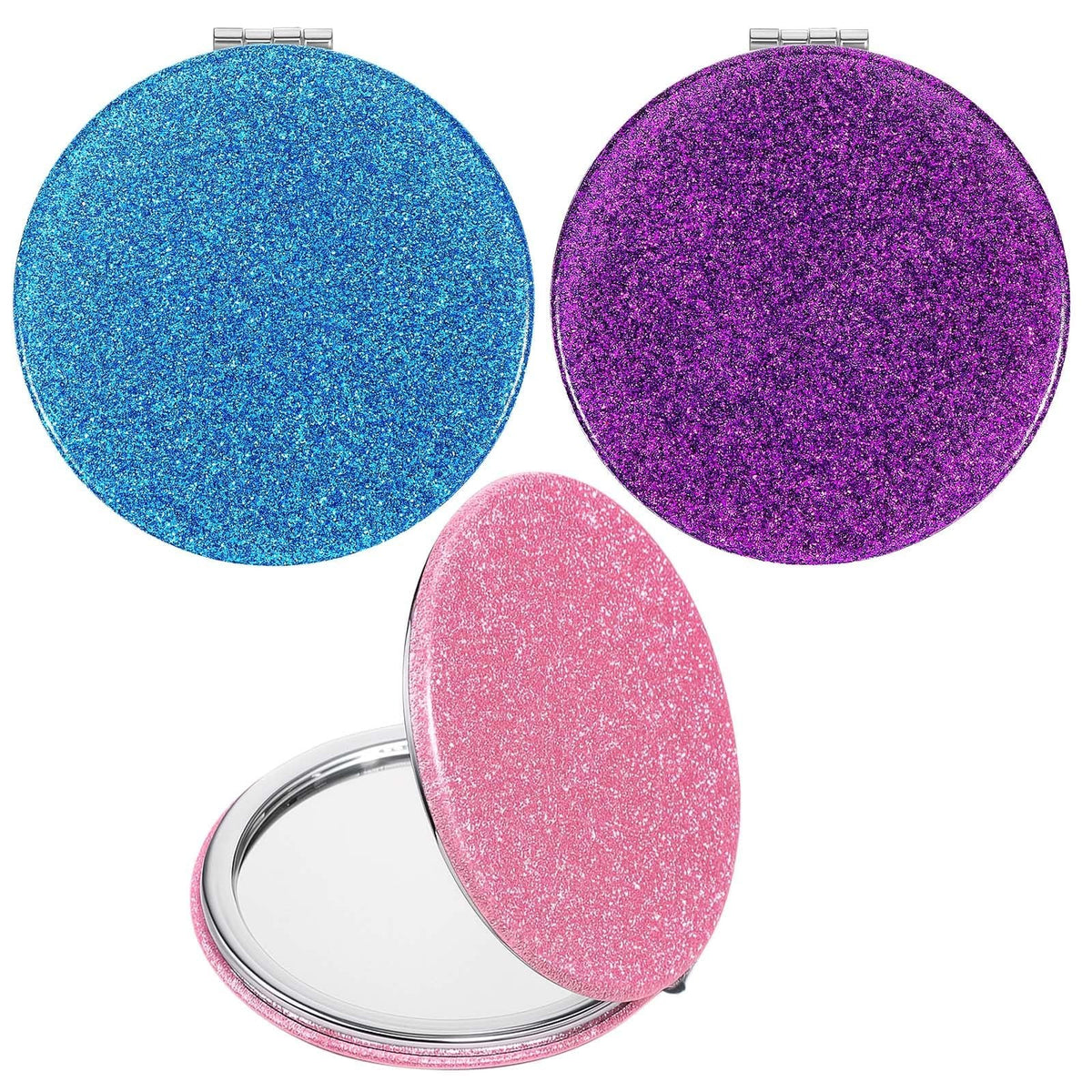 3 Pack Compact Purse Mirrors with 2X Magnification for Women and Girls