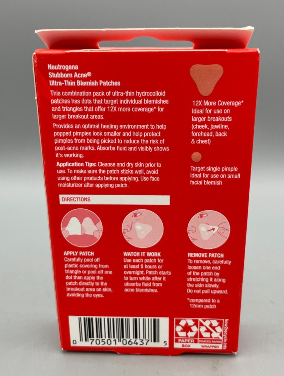 Neutrogena Acne Patches - Ultra-Thin Hydrocolloid Blemish Cover 16 Count
