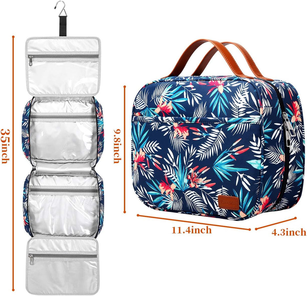 Large Capacity Travel Toiletry Bag - Waterproof PU Leather Organizer for Cosmetics & Accessories